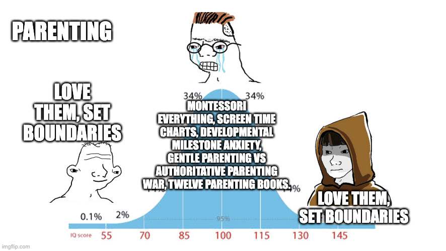 Midwit meme about parenting