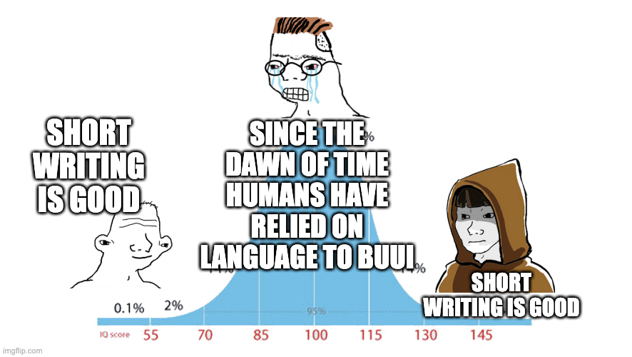 Midwit meme about short writing